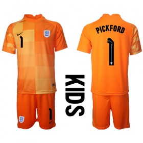 England Jordan Pickford #1 Målvakt Borta Kläder Barn VM 2022 Kortärmad (+ Korta byxor)